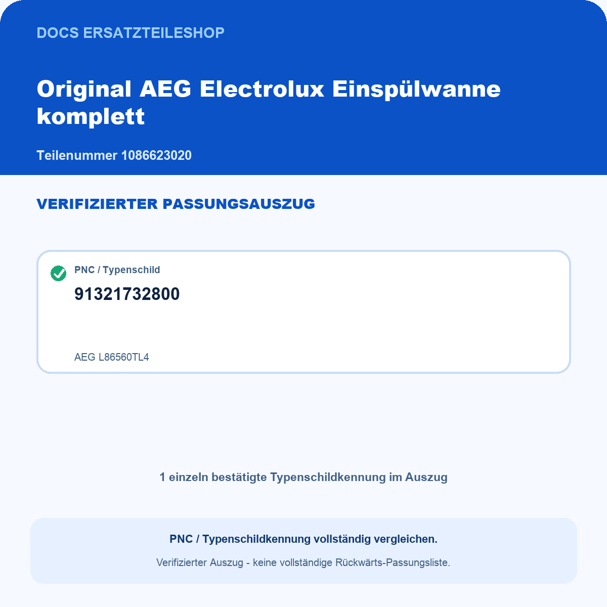 Passungskarte 1086623020 – verifizierter PNC-Auszug: 91321732800