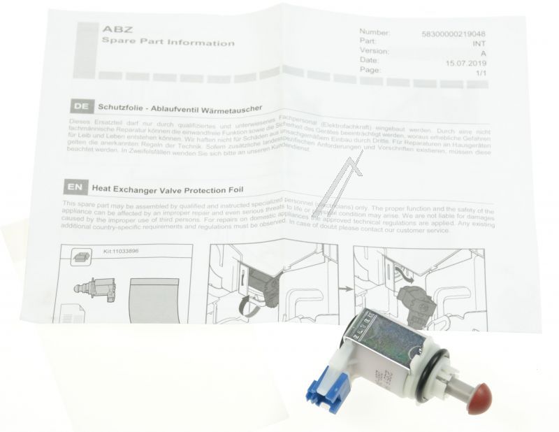 Original Bosch Siemens Reparatursatz 11033896 mit Schutzfolie und Ablaufventil Wärmetauscher